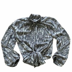 NWOT Printed Turtle Neck Top with Tie Feature